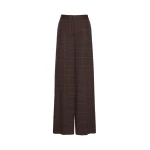 Max Mara Emiro Wide Glen Plaid Jersey Trousers in Brown Bordeaux | Wide leg pants | Coveti