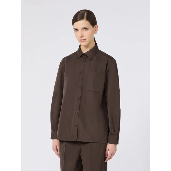 Max Mara Entrata Silk-Blend Radzimir Shirt in Dark Brown | Shirts | Coveti
