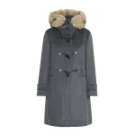 Max Mara Epica Hooded Double Wool Coat in Medium Grey | Wool Coat | Coveti