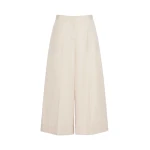 Max Mara Epoca Cotton Poplin Wide-Leg Trousers in Beige | Wide leg pants | Coveti