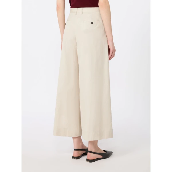 Max Mara Epoca Cotton Poplin Wide-Leg Trousers in Beige | Wide leg pants | Coveti