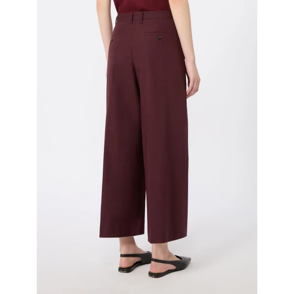 Max Mara Epoca Cotton Poplin Wide-Leg Trousers in Dark Red | Wide leg pants | Coveti