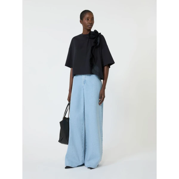 Max Mara Era Frilly Jersey T-Shirt in Ultramarine | T-shirts | Coveti
