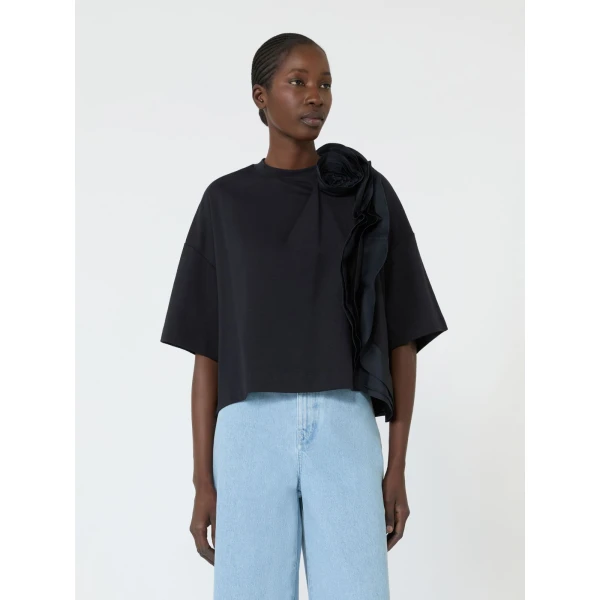 Max Mara Era Frilly Jersey T-Shirt in Ultramarine | T-shirts | Coveti