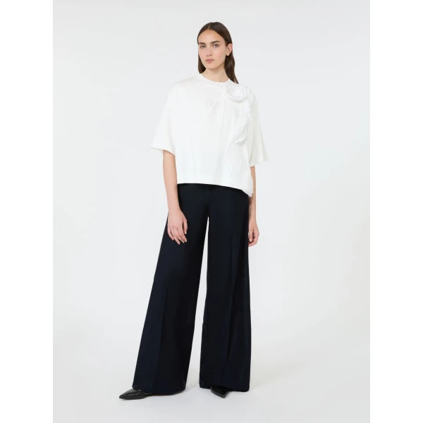Max Mara Era Frilly Jersey T-Shirt in White | T-shirts | Coveti