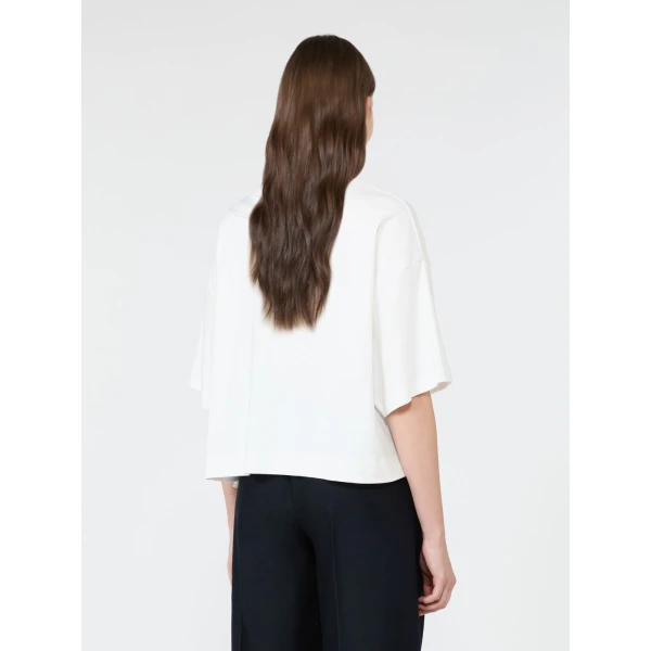 Max Mara Era Frilly Jersey T-Shirt in White | T-shirts | Coveti