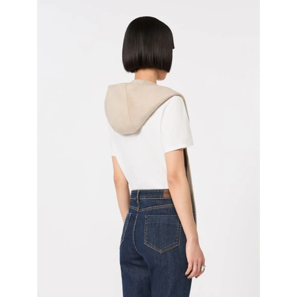 Max Mara Erba Hooded Cashmere Scarf in Sand | Scarves | Coveti