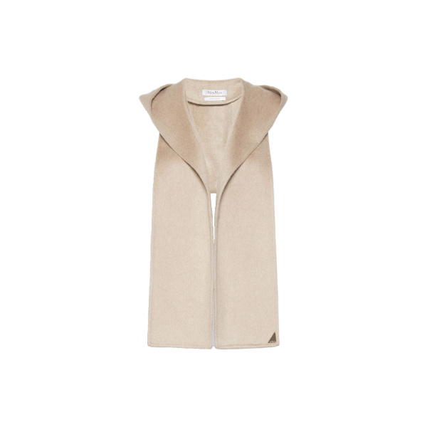 Max Mara Erba Hooded Cashmere Scarf in Sand | Scarves | Coveti