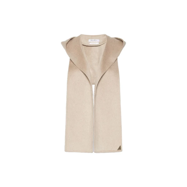 Max Mara Erba Hooded Cashmere Scarf in Sand | Scarves | Coveti