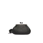 Max Mara Ere Medium Woven Leather Pasticcino Bag in Black | Clutch Bags | Coveti