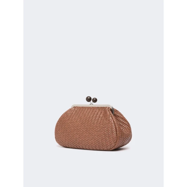 Max Mara Ere Medium Woven Leather Pasticcino Bag in Tobacco | Clutch Bags | Coveti