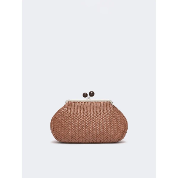 Max Mara Ere Medium Woven Leather Pasticcino Bag in Tobacco | Clutch Bags | Coveti