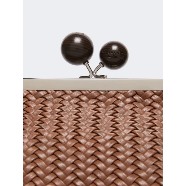 Max Mara Ere Medium Woven Leather Pasticcino Bag in Tobacco | Clutch Bags | Coveti