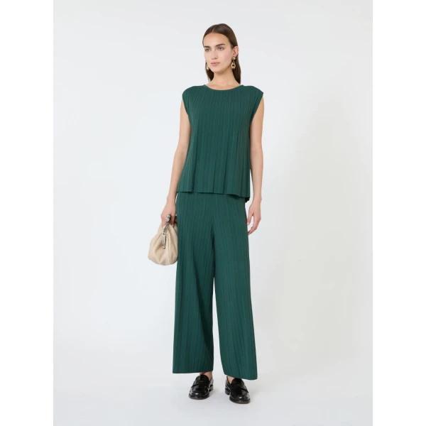 Max Mara Ere Plisse Viscose Sleeveless Jumper in Green | Sweaters | Coveti