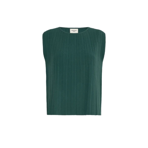 Max Mara Ere Plisse Viscose Sleeveless Jumper in Green | Sweaters | Coveti