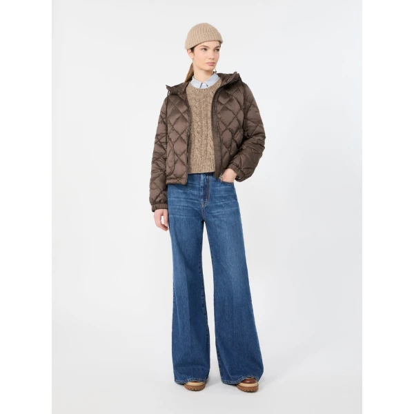 Max Mara Eris Water-Repellent Diamond-Quilted Padded Jacket in Brown | Jackets | Coveti