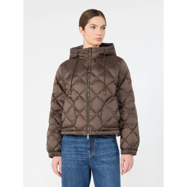 Max Mara Eris Water-Repellent Diamond-Quilted Padded Jacket in Brown | Jackets | Coveti