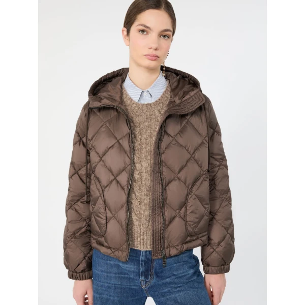 Max Mara Eris Water-Repellent Diamond-Quilted Padded Jacket in Brown | Jackets | Coveti