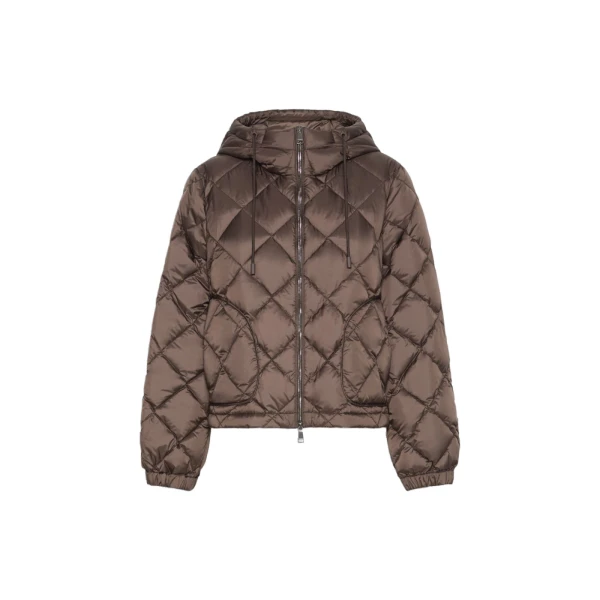 Max Mara Eris Water-Repellent Diamond-Quilted Padded Jacket in Brown | Jackets | Coveti