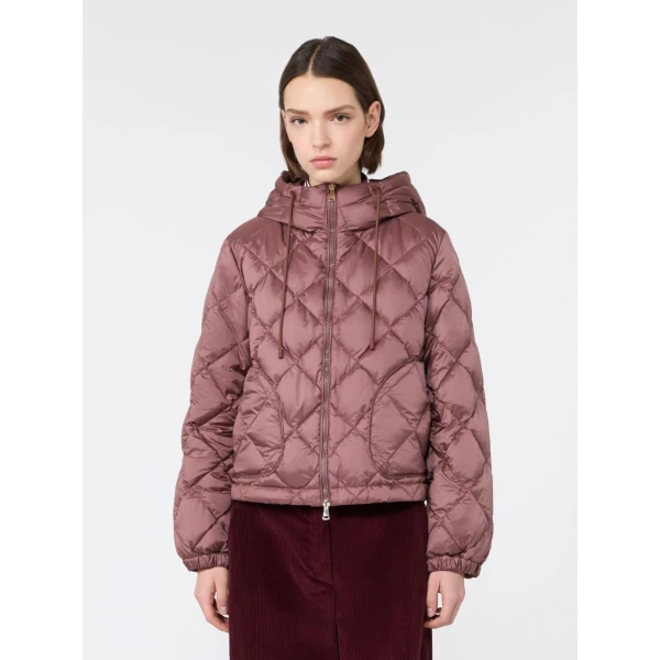 Max Mara Eris Water-Repellent Diamond-Quilted Padded Jacket in Wine | Jackets | Coveti