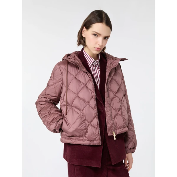 Max Mara Eris Water-Repellent Diamond-Quilted Padded Jacket in Wine | Jackets | Coveti
