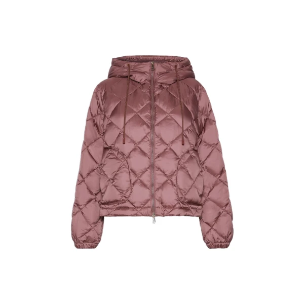 Max Mara Eris Water-Repellent Diamond-Quilted Padded Jacket in Wine | Jackets | Coveti