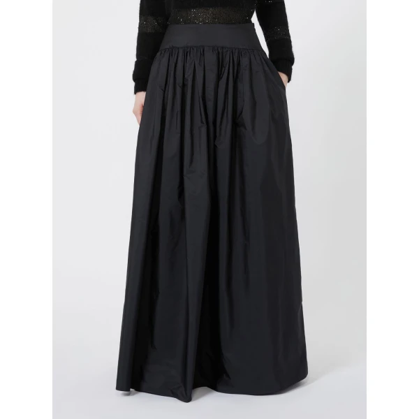 Max Mara Eroico Long Silk-Blend Taffeta Skirt in Black | Maxi Skirts | Coveti