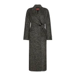 Max Mara Eroso Wool Tweed Robe Coat in White Black | Wool Coat | Coveti