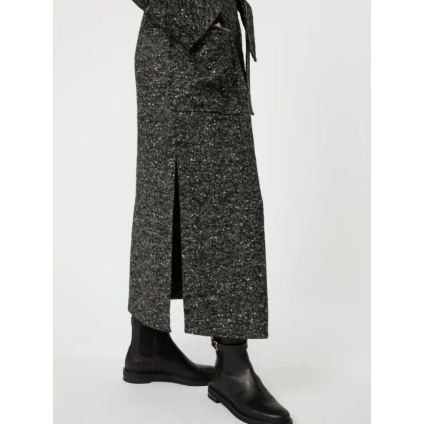Max Mara Eroso Wool Tweed Robe Coat in White Black | Wool Coat | Coveti