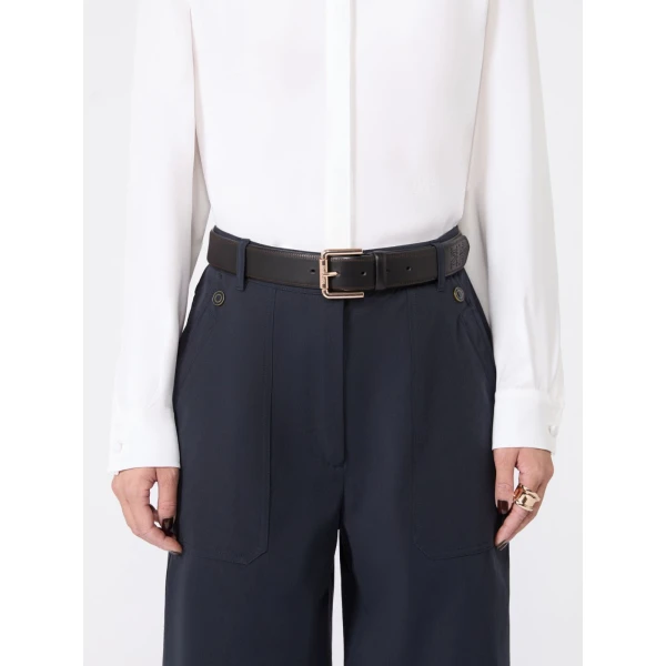 Max Mara Esodo Leather Belt in Black | Belts | Coveti