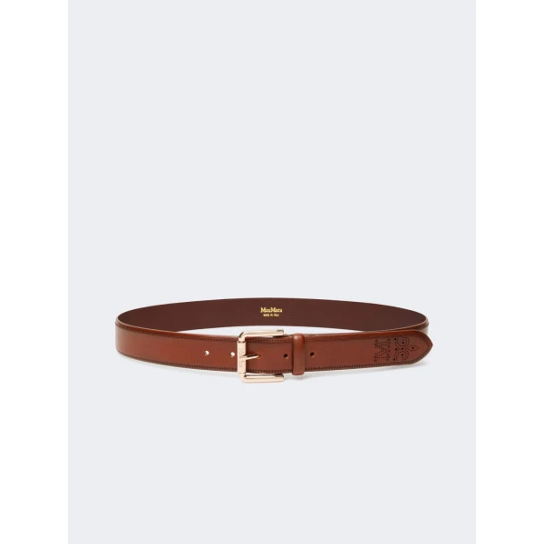 Max Mara Esodo Leather Belt in Brown | Belts | Coveti
