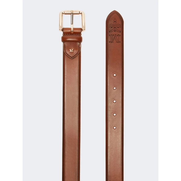 Max Mara Esodo Leather Belt in Brown | Belts | Coveti