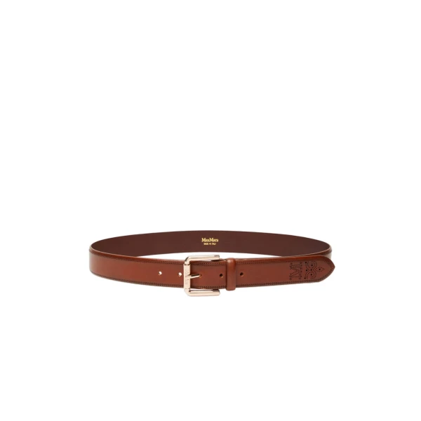 Max Mara Esodo Leather Belt in Brown | Women | Coveti
