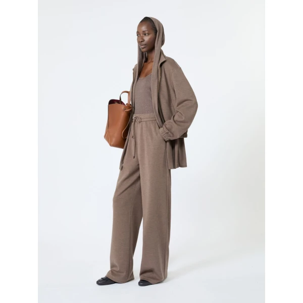 Max Mara Esploso Silk-Blend Jersey Sweatshirt in Mud | Sweaters | Coveti