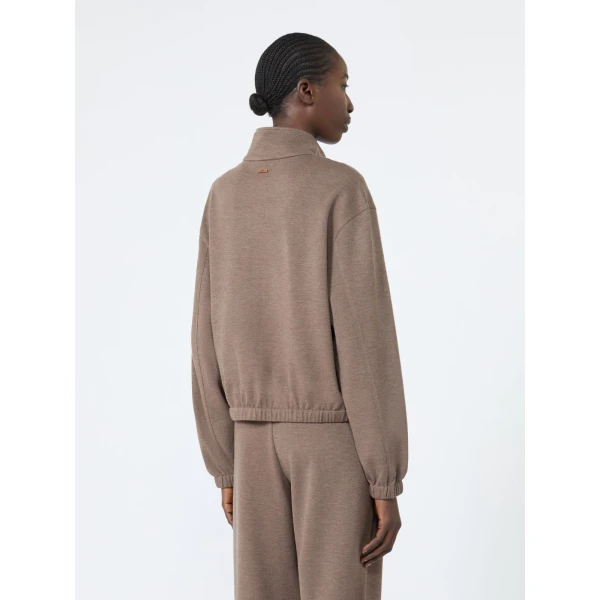 Max Mara Esploso Silk-Blend Jersey Sweatshirt in Mud | Sweaters | Coveti