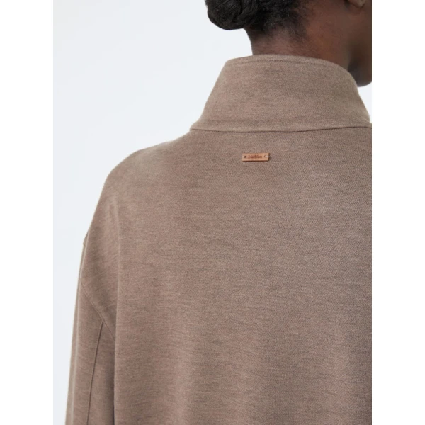 Max Mara Esploso Silk-Blend Jersey Sweatshirt in Mud | Sweaters | Coveti