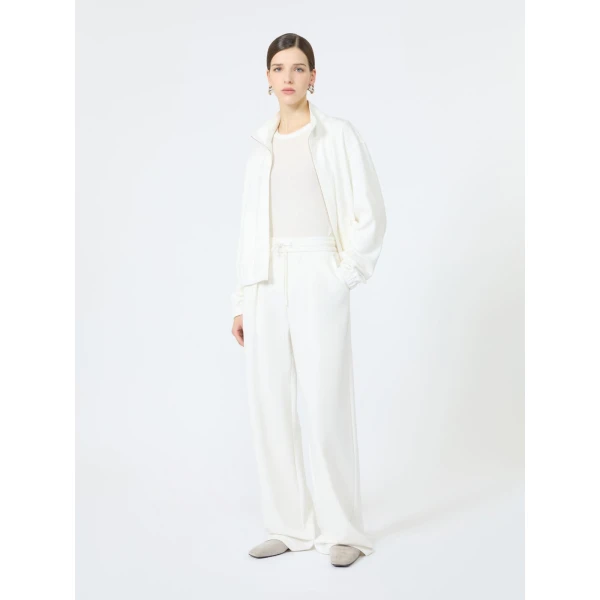 Max Mara Esploso Silk-Blend Jersey Sweatshirt in White | Sweaters | Coveti