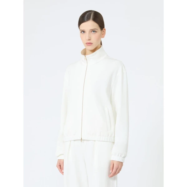 Max Mara Esploso Silk-Blend Jersey Sweatshirt in White | Sweaters | Coveti