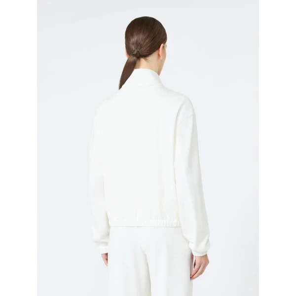 Max Mara Esploso Silk-Blend Jersey Sweatshirt in White | Sweaters | Coveti