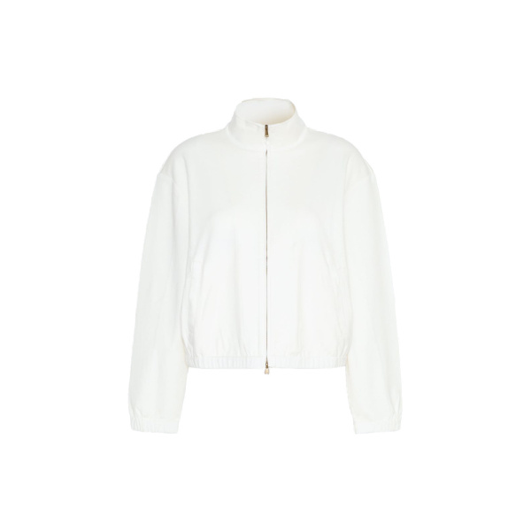 Max Mara Esploso Silk-Blend Jersey Sweatshirt in White | Sweaters | Coveti