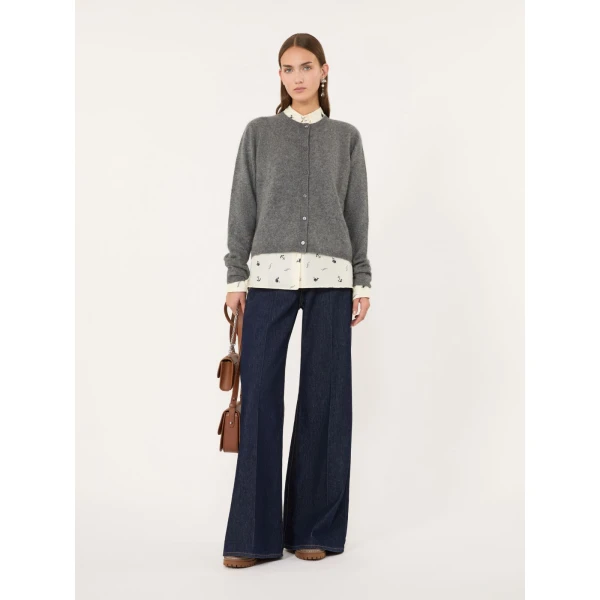 Max Mara Esposto Wool and Cashmere Cardigan in Dark Grey | Cardigan | Coveti