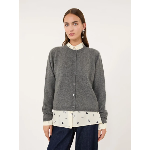 Max Mara Esposto Wool and Cashmere Cardigan in Dark Grey | Cardigan | Coveti