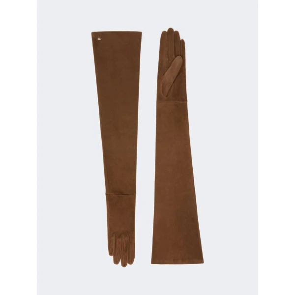Max Mara Estremo Long Suede Gloves in Brown | Gloves | Coveti