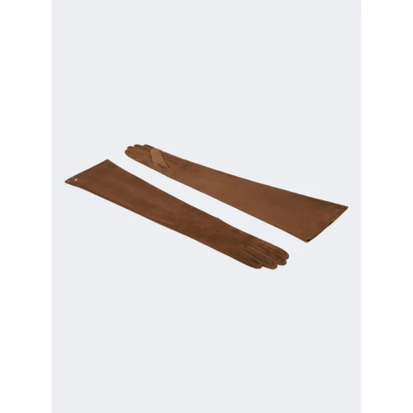 Max Mara Estremo Long Suede Gloves in Brown | Gloves | Coveti