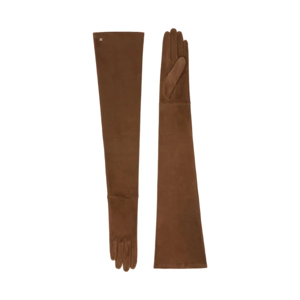 Max Mara Estremo Long Suede Gloves in Brown | Gloves | Coveti