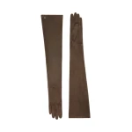Max Mara Estremo Long Suede Gloves in Dark Brown | Gloves | Coveti