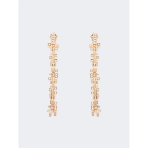 Max Mara Estremo Rhinestone Pendant Earrings in Bronze | Earrings | Coveti