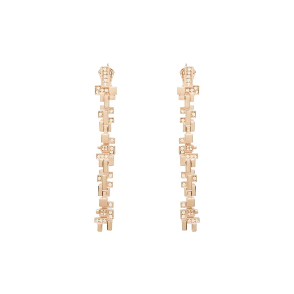 Estremo Rhinestone Pendant Earrings in Bronze