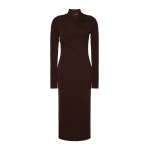 Max Mara Estremo Slim Fluid Jersey Dress in Dark Brown | Maxi Dresses | Coveti