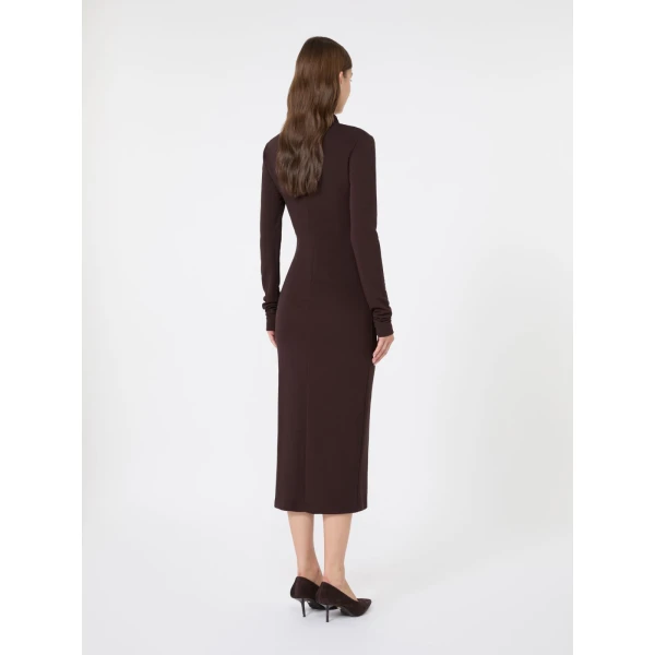 Max Mara Estremo Slim Fluid Jersey Dress in Dark Brown | Maxi Dresses | Coveti